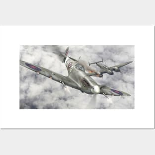 RAF Spitfire vs Bf110 Posters and Art